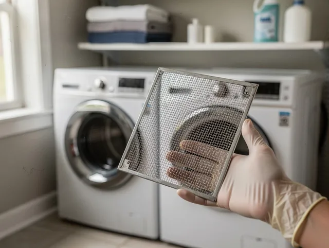 Sunrise Dryer Vent Cleaning specialist performing detailed lint trap cleaning service in Sunrise