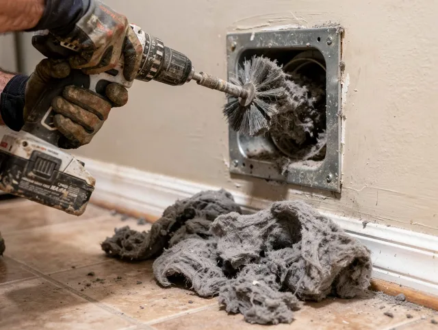 Certified Sunrise Dryer Vent Cleaning technician performing dryer vent cleaning in Sunrise